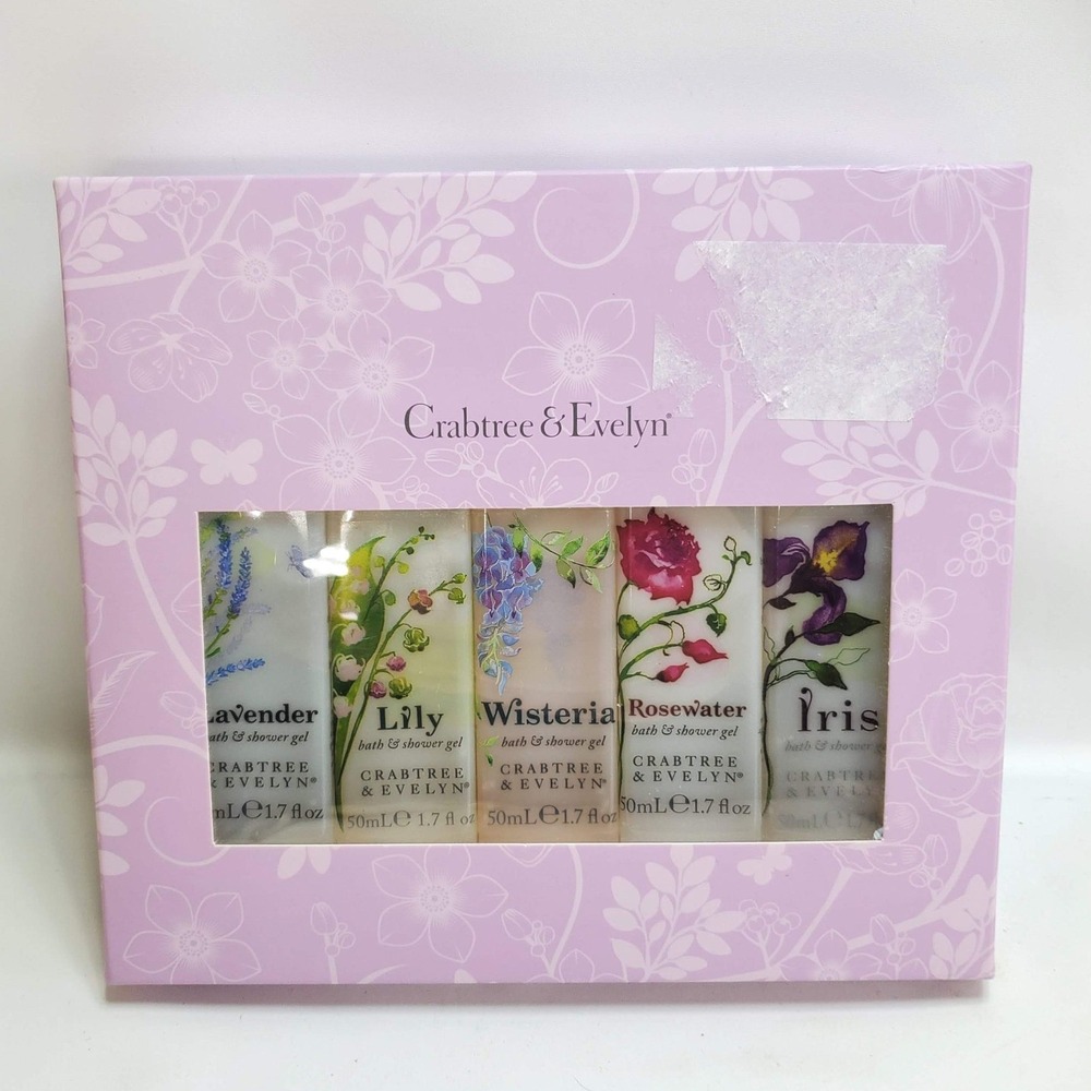 Crabtree & Evelyn Bath & Shower Gel Set Purple Floral Scents 5x1.7oz NEW